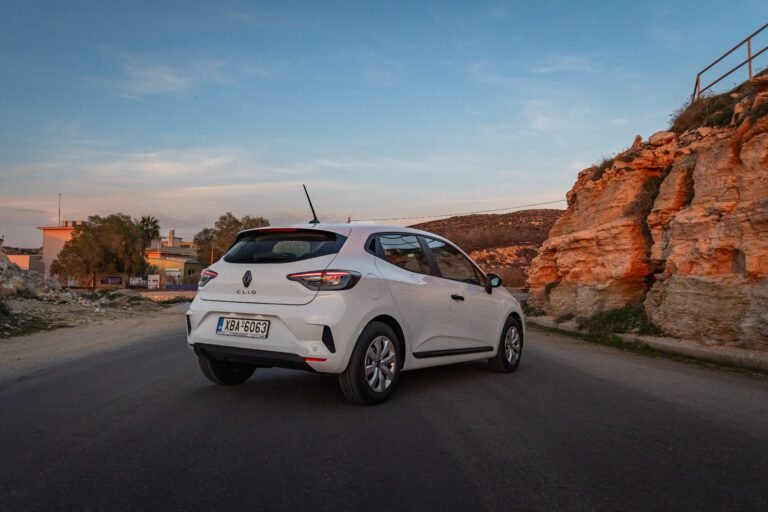 Renault Clio 2025 rear view coastal road Crete